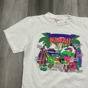 VTG 90s Hawaii Gecko Sz Medium‎ Island Print Tees Vacation Funny Animal Tshirt
